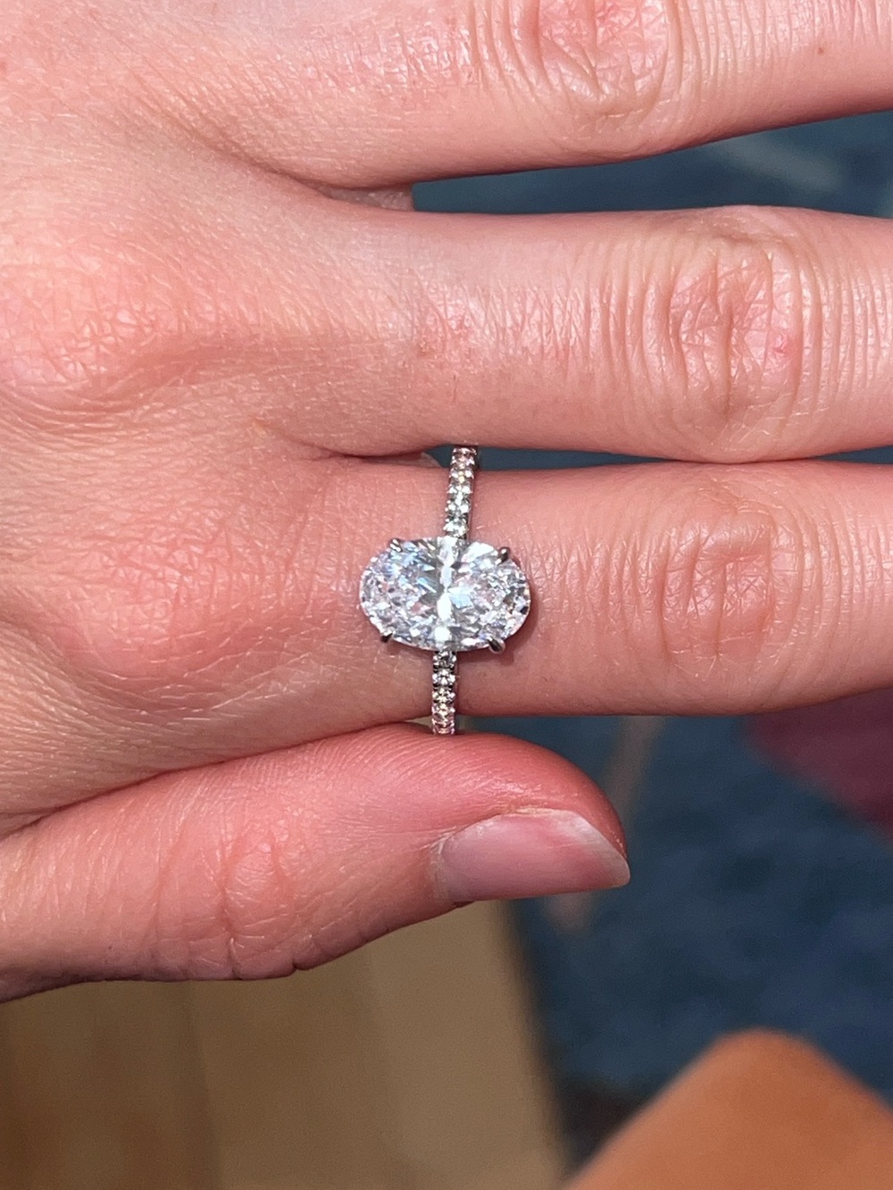 Elegant Oval Halo Diamond Engagement Ring in Silver